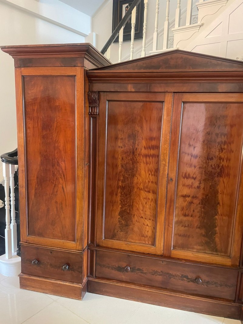 Outstanding Quality Large Victorian Antique Figured Mahogany Four Door Wardrobe - Image 10